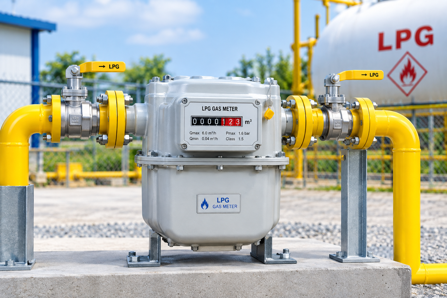 LPG Gas Meter for measuring gas consumption in an LPG reticulation system Image Title: LPG Gas Meter – RN Group